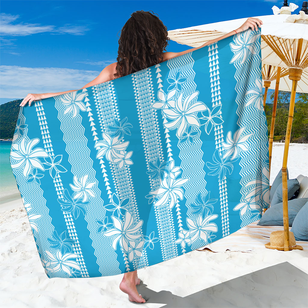 Hawaii Kakau Tribal Sarong With Blue Tiare LT05 One Size 44 x 66 inches Blue - Polynesian Pride