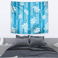 Hawaii Kakau Tribal Tapestry With Blue Tiare