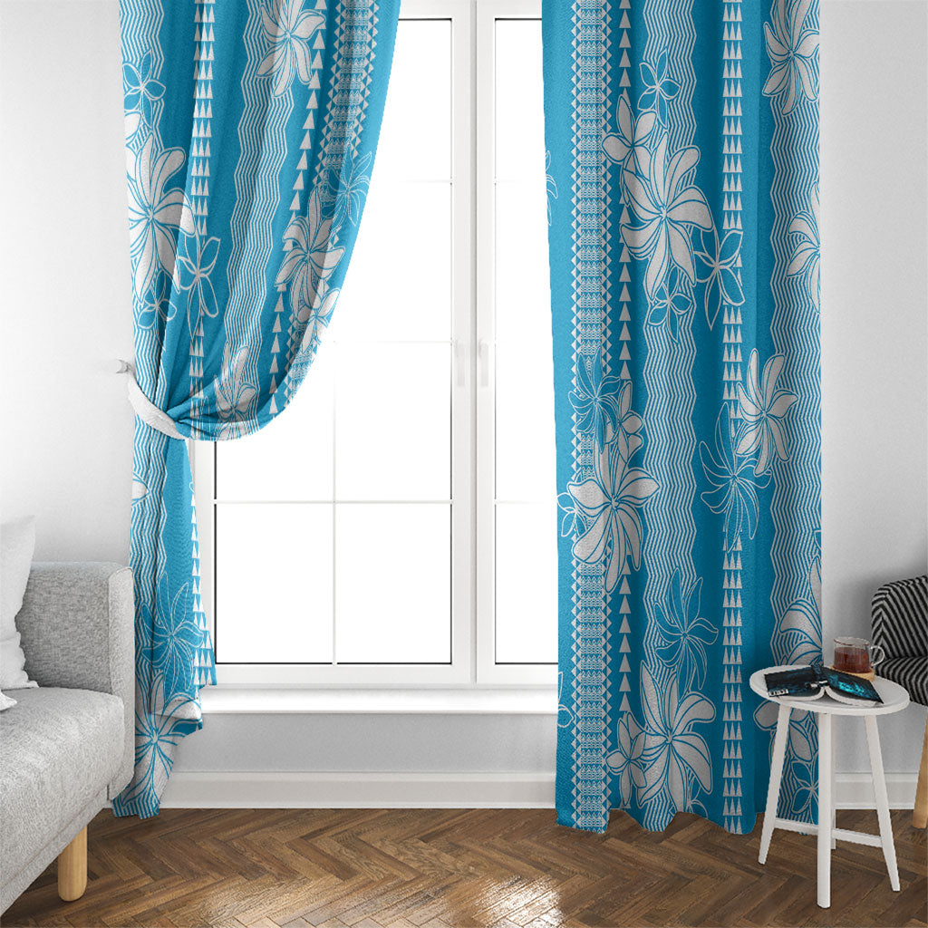 Hawaii Kakau Tribal Window Curtain With Blue Tiare