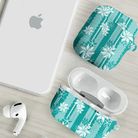 Hawaii Kakau Tribal AirPods Case With Teal Tiare