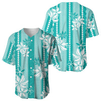 Hawaii Kakau Tribal Baseball Jersey With Teal Tiare