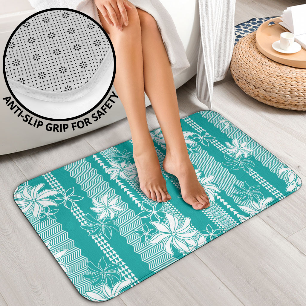 Hawaii Kakau Tribal Bathroom Set With Teal Tiare LT05 - Polynesian Pride