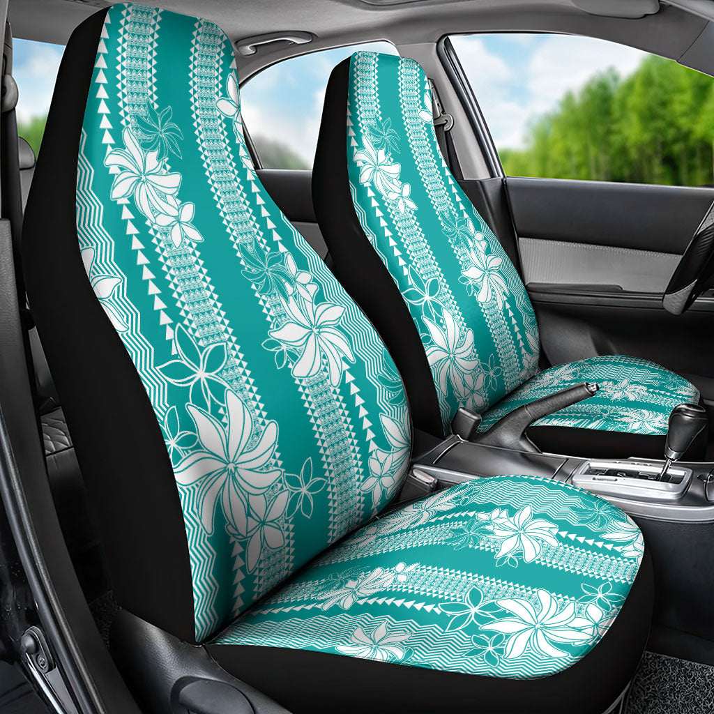 Hawaii Kakau Tribal Car Seat Cover With Teal Tiare LT05 - Polynesian Pride