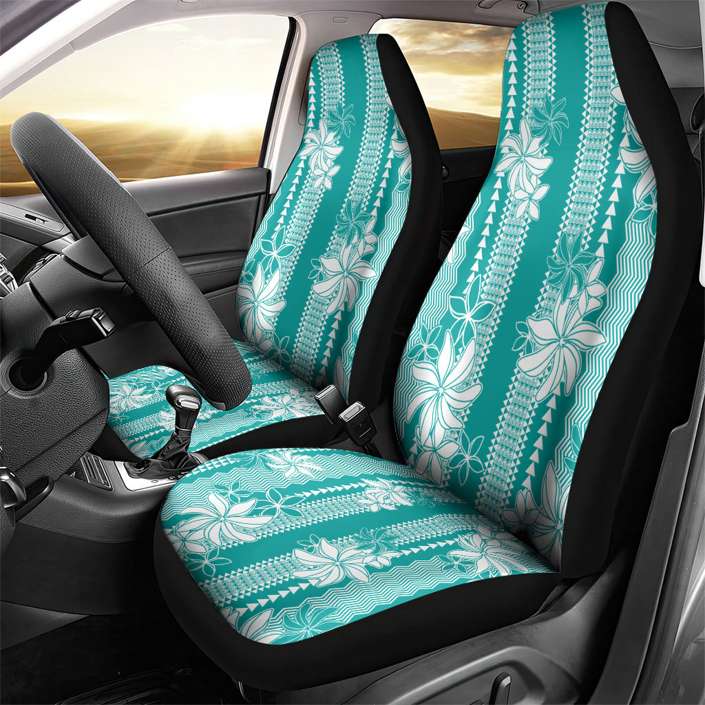 Hawaii Kakau Tribal Car Seat Cover With Teal Tiare LT05 - Polynesian Pride