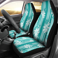 Hawaii Kakau Tribal Car Seat Cover With Teal Tiare LT05 - Polynesian Pride