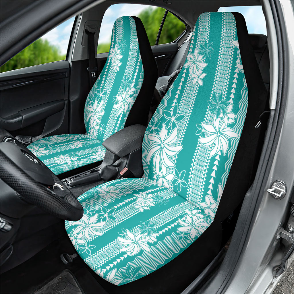 Hawaii Kakau Tribal Car Seat Cover With Teal Tiare LT05 - Polynesian Pride