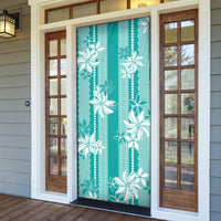 Hawaii Kakau Tribal Door Cover With Teal Tiare LT05 - Polynesian Pride