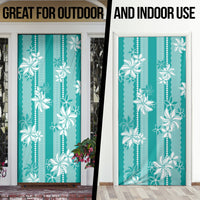 Hawaii Kakau Tribal Door Cover With Teal Tiare LT05 - Polynesian Pride