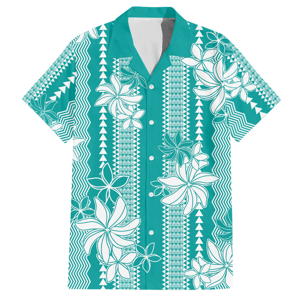 Hawaii Kakau Tribal Hawaiian Shirt With Teal Tiare