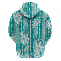 Hawaii Kakau Tribal Hoodie With Teal Tiare