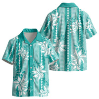 Hawaii Kakau Tribal Kid Hawaiian Shirt With Teal Tiare LT05 - Polynesian Pride