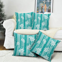 Hawaii Kakau Tribal Pillow Cover With Teal Tiare LT05 - Polynesian Pride