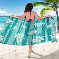 Hawaii Kakau Tribal Sarong With Teal Tiare LT05 - Polynesian Pride