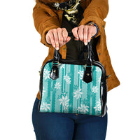 Hawaii Kakau Tribal Shoulder Handbag With Teal Tiare LT05 One Size Teal - Polynesian Pride