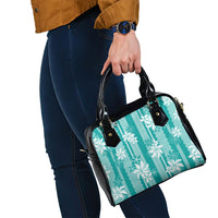 Hawaii Kakau Tribal Shoulder Handbag With Teal Tiare LT05 - Polynesian Pride
