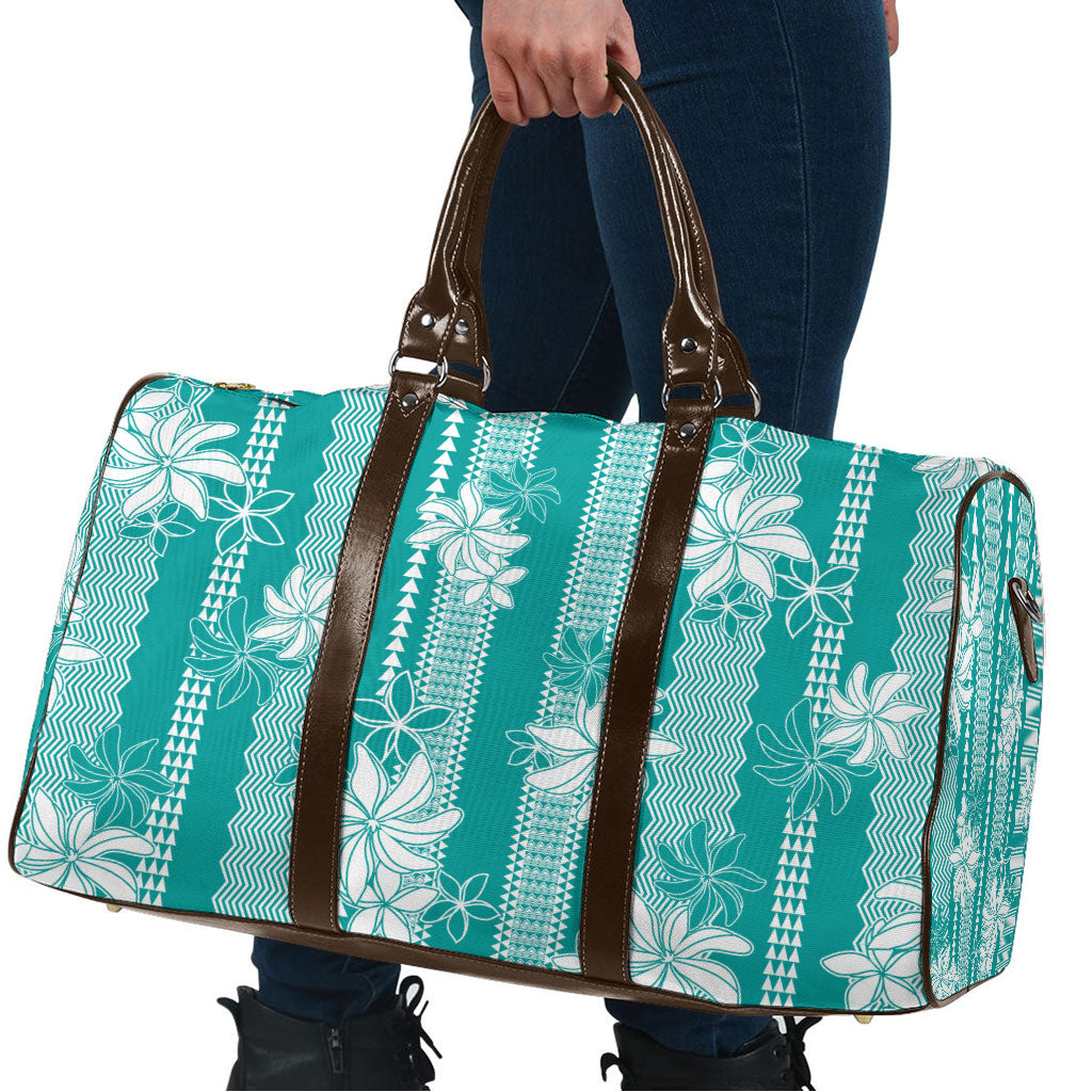 Hawaii Kakau Tribal Travel Bag With Teal Tiare