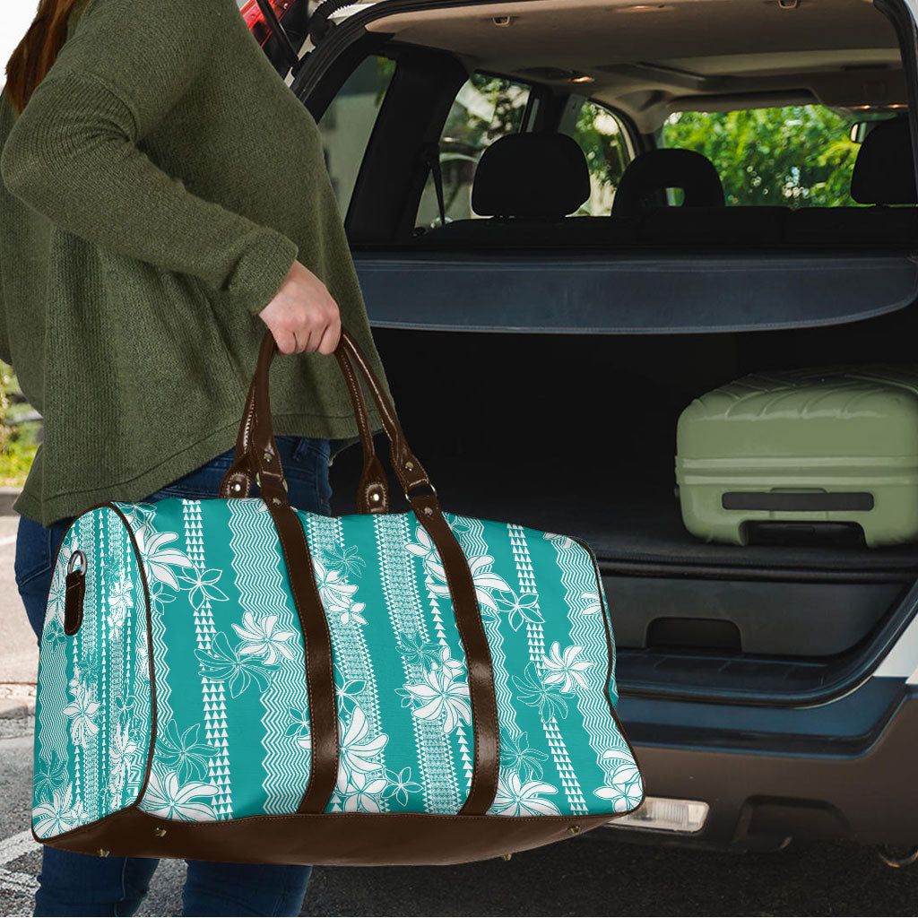 Hawaii Kakau Tribal Travel Bag With Teal Tiare