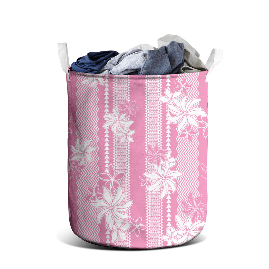 Hawaii Kakau Tribal Laundry Basket With Pink Tiare LT05 - Polynesian Pride
