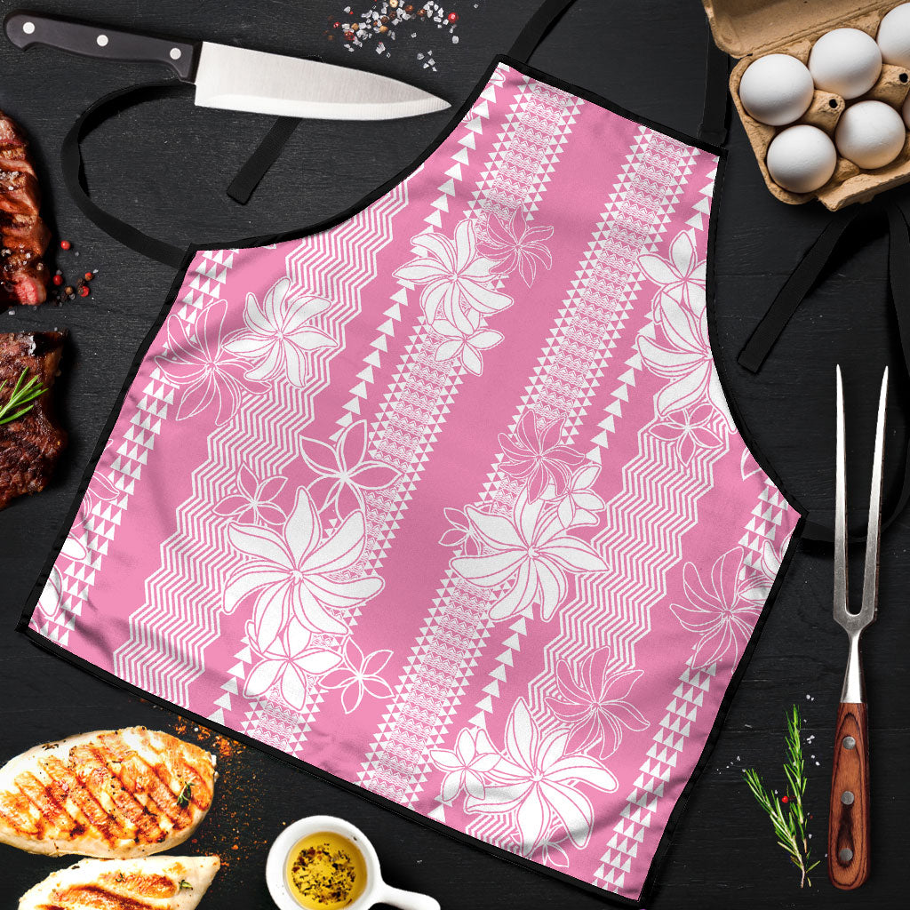 Hawaii Kakau Tribal Apron With Pink Tiare LT05 Pink - Polynesian Pride