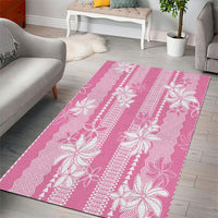 Hawaii Kakau Tribal Area Rug With Pink Tiare LT05 - Polynesian Pride
