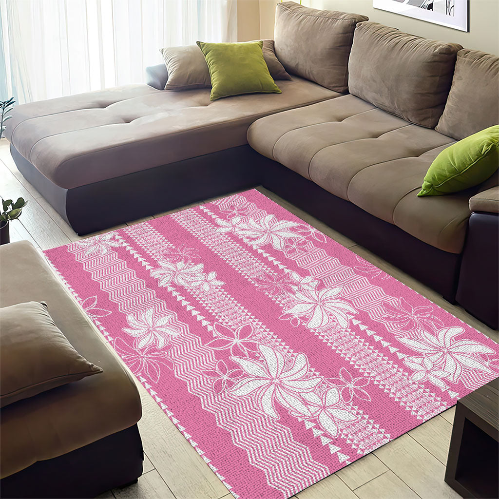 Hawaii Kakau Tribal Area Rug With Pink Tiare LT05 - Polynesian Pride