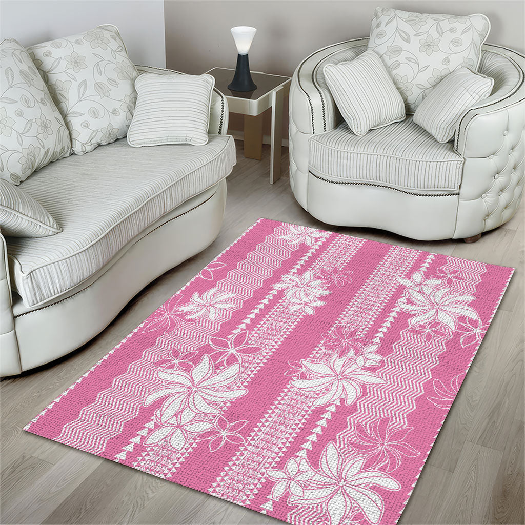 Hawaii Kakau Tribal Area Rug With Pink Tiare LT05 - Polynesian Pride