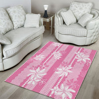 Hawaii Kakau Tribal Area Rug With Pink Tiare LT05 - Polynesian Pride