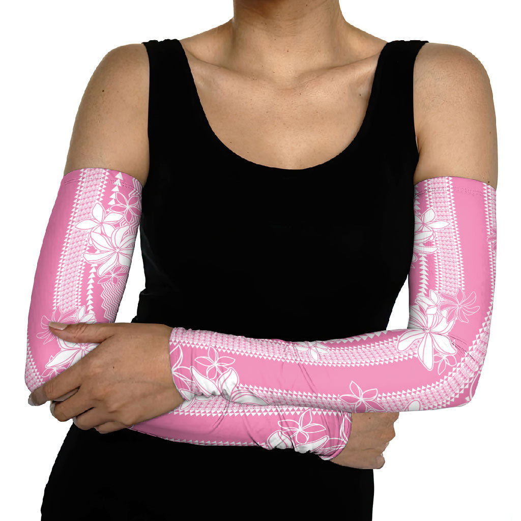 Hawaii Kakau Tribal Arm Sleeves With Pink Tiare LT05 - Polynesian Pride