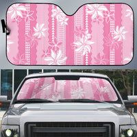 Hawaii Kakau Tribal Auto Sun Shade With Pink Tiare LT05 Pink - Polynesian Pride