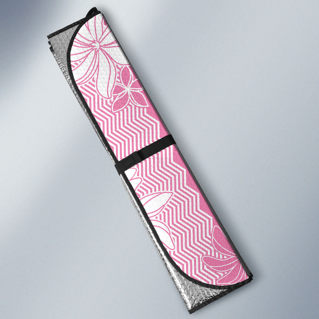 Hawaii Kakau Tribal Auto Sun Shade With Pink Tiare LT05 - Polynesian Pride