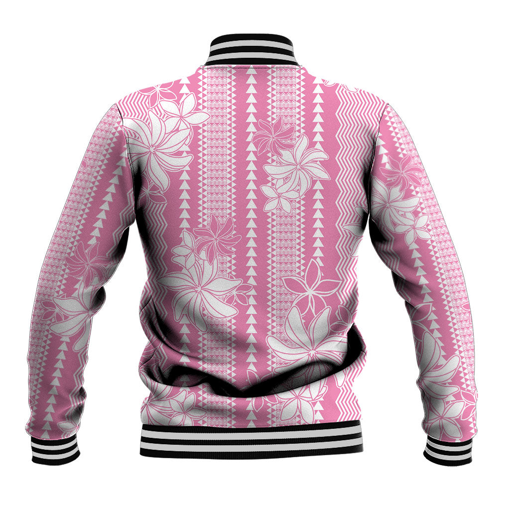 Hawaii Kakau Tribal Baseball Jacket With Pink Tiare LT05 - Polynesian Pride