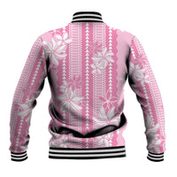 Hawaii Kakau Tribal Baseball Jacket With Pink Tiare LT05 - Polynesian Pride