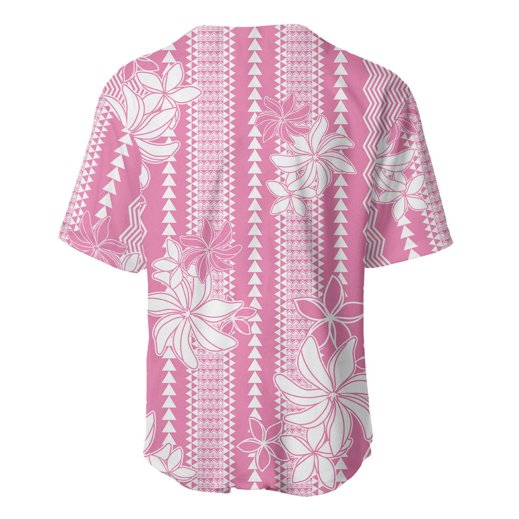 Hawaii Kakau Tribal Baseball Jersey With Pink Tiare LT05 - Polynesian Pride