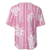 Hawaii Kakau Tribal Baseball Jersey With Pink Tiare LT05 - Polynesian Pride