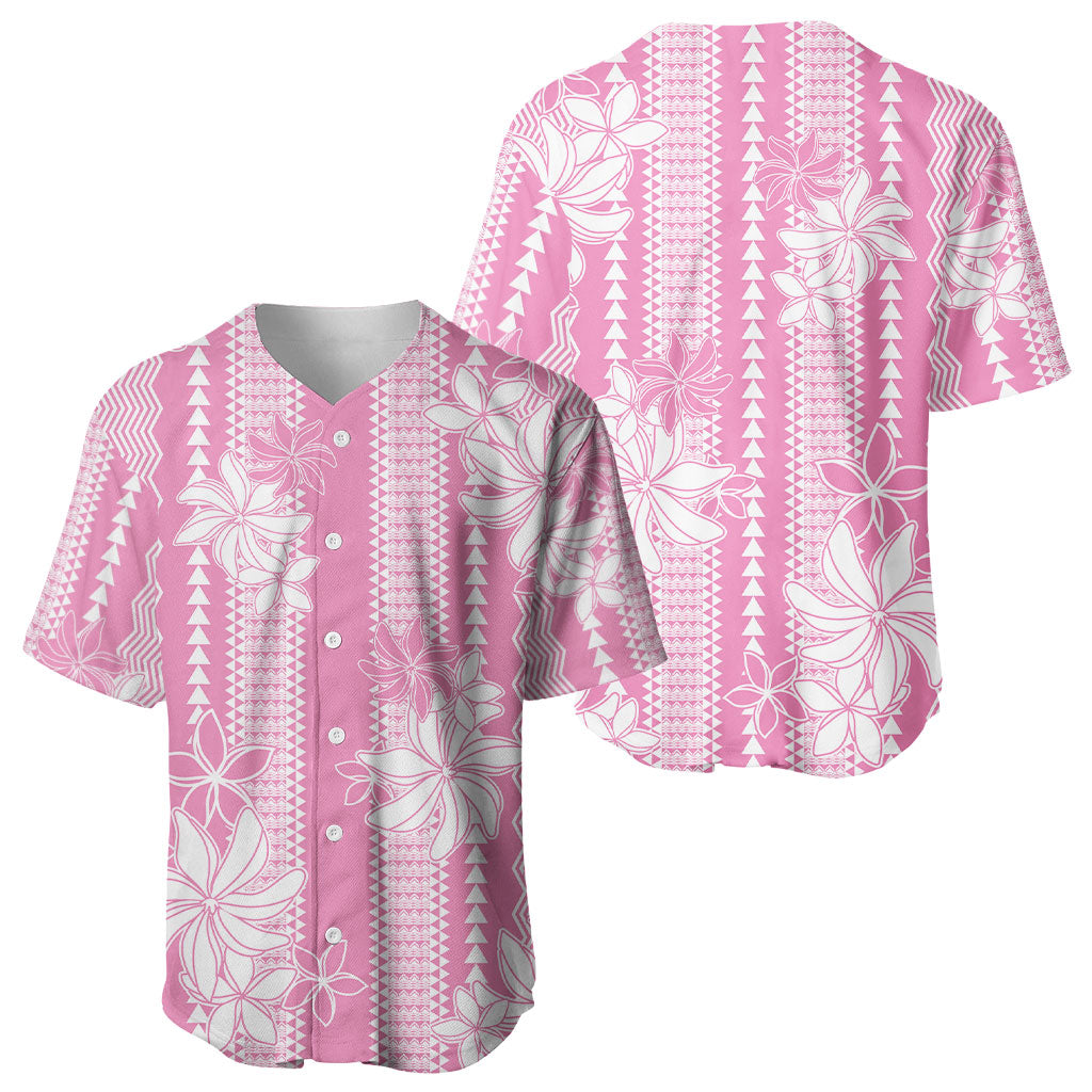 Hawaii Kakau Tribal Baseball Jersey With Pink Tiare LT05 - Polynesian Pride