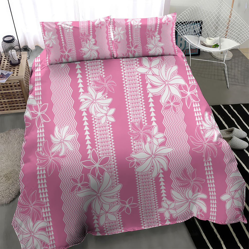 Hawaii Kakau Tribal Bedding Set With Pink Tiare LT05 - Polynesian Pride