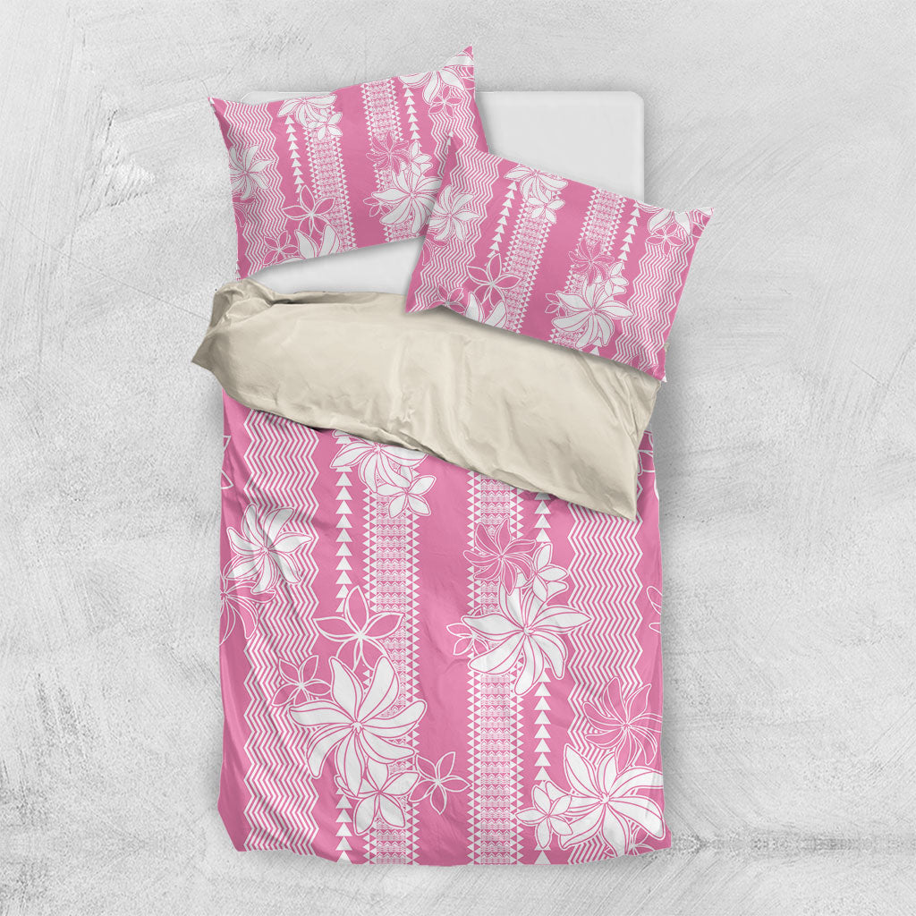 Hawaii Kakau Tribal Bedding Set With Pink Tiare LT05 US Twin 172cm x 218cm Pink - Polynesian Pride