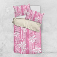 Hawaii Kakau Tribal Bedding Set With Pink Tiare LT05 US Twin 172cm x 218cm Pink - Polynesian Pride