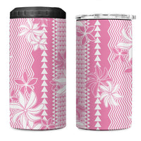 Hawaii Kakau Tribal 4 in 1 Can Cooler Tumbler With Pink Tiare LT05 One Size: 16 oz Pink - Polynesian Pride