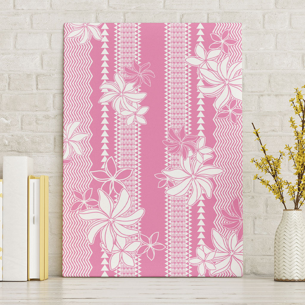 Hawaii Kakau Tribal Canvas Wall Art With Pink Tiare LT05 Without Frame Pink - Polynesian Pride