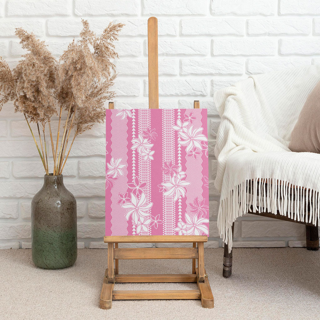 Hawaii Kakau Tribal Canvas Wall Art With Pink Tiare LT05 - Polynesian Pride