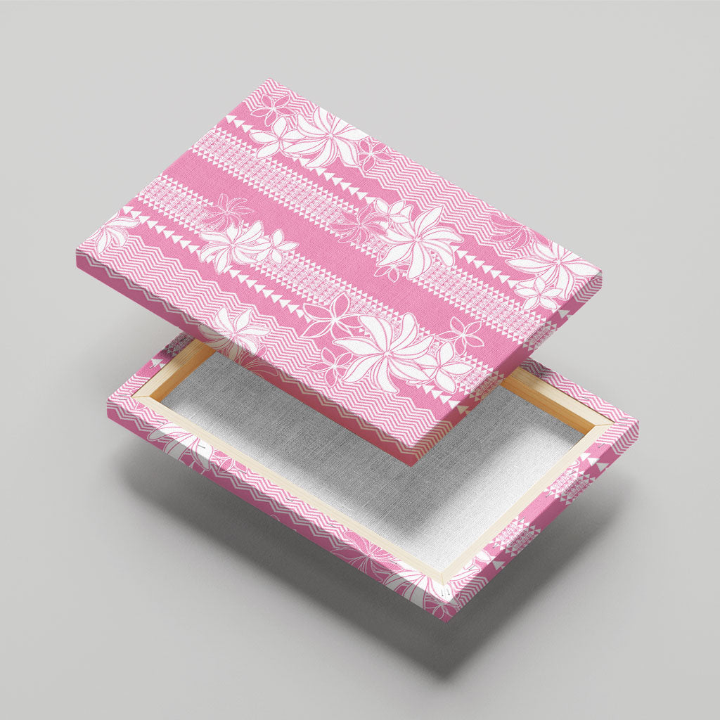 Hawaii Kakau Tribal Canvas Wall Art With Pink Tiare LT05 - Polynesian Pride
