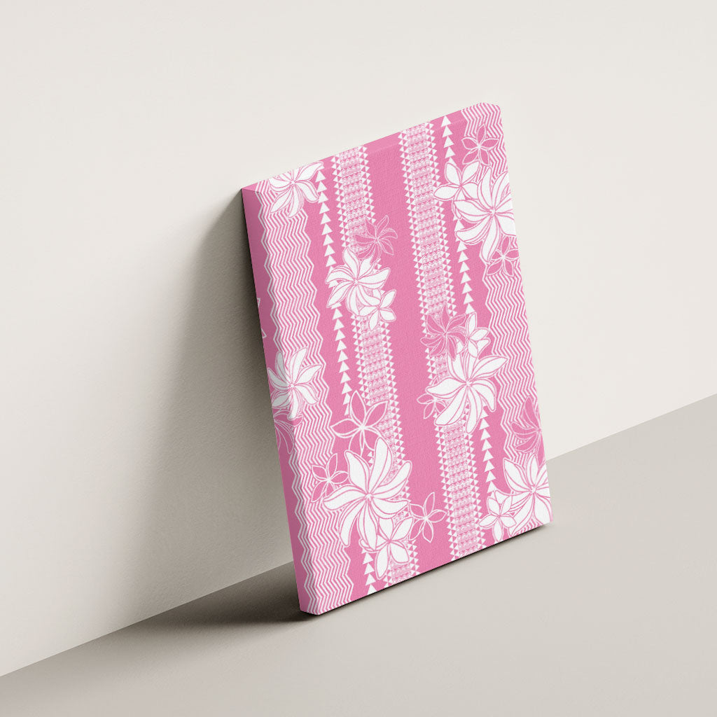Hawaii Kakau Tribal Canvas Wall Art With Pink Tiare LT05 - Polynesian Pride