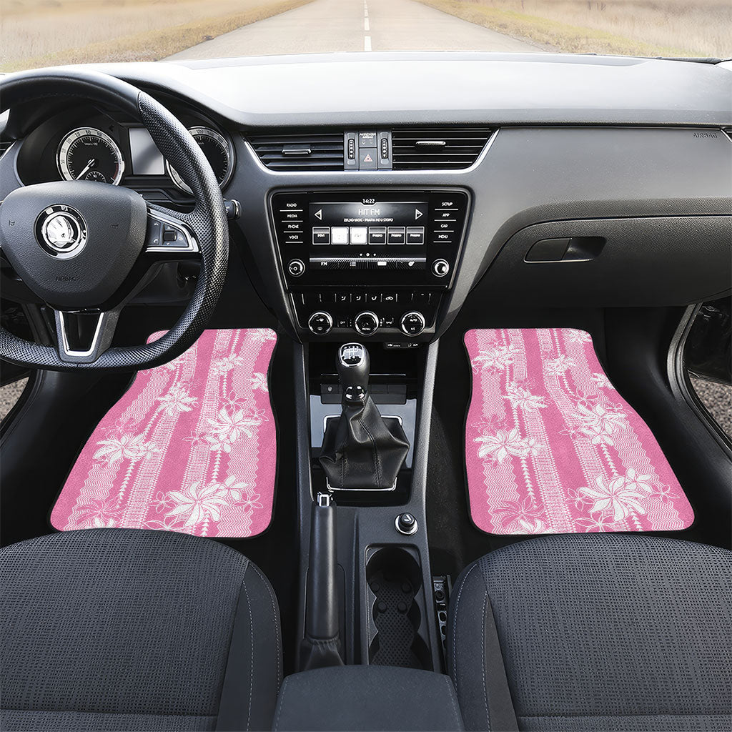 Hawaii Kakau Tribal Car Mats With Pink Tiare LT05 Set 2pcs - Front Pink - Polynesian Pride