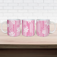 Hawaii Kakau Tribal Ceramic Mug With Pink Tiare LT05 - Polynesian Pride