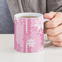 Hawaii Kakau Tribal Ceramic Mug With Pink Tiare LT05 - Polynesian Pride