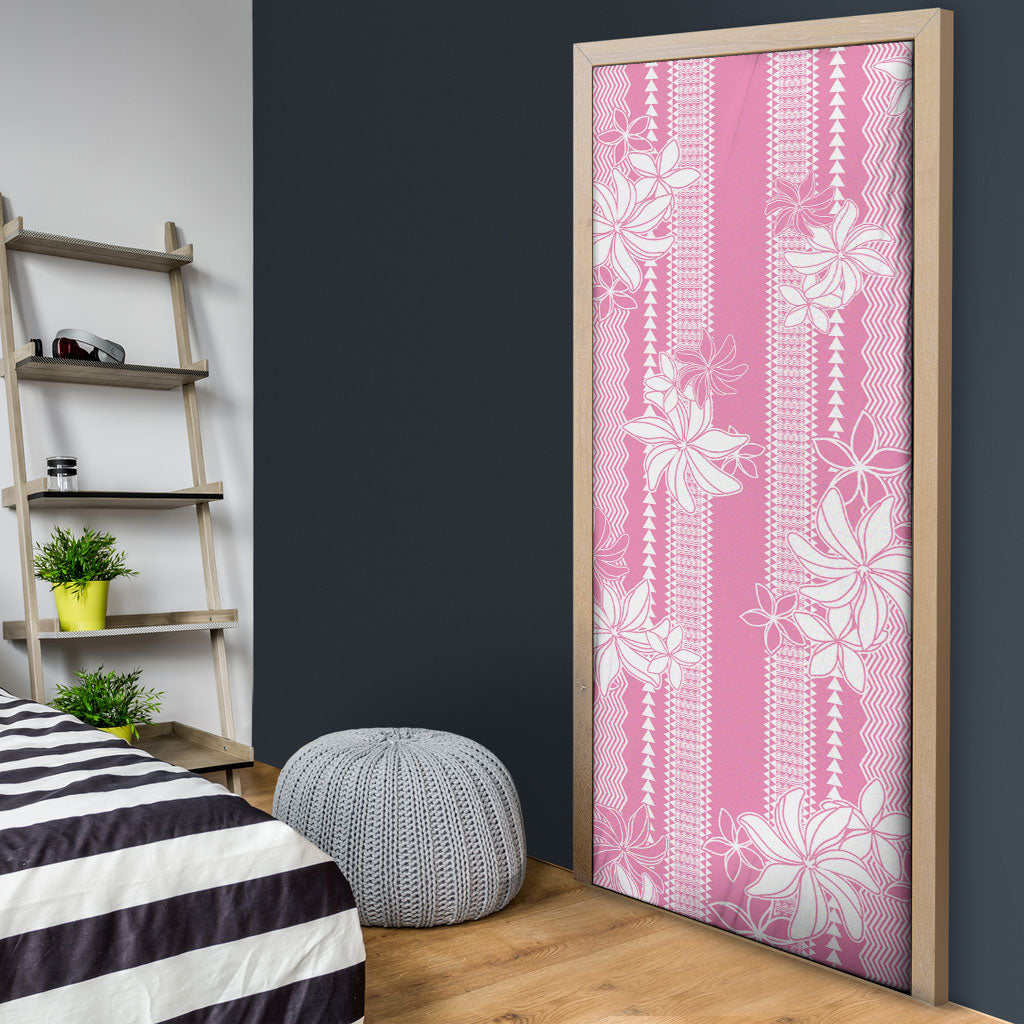 Hawaii Kakau Tribal Door Cover With Pink Tiare LT05 - Polynesian Pride