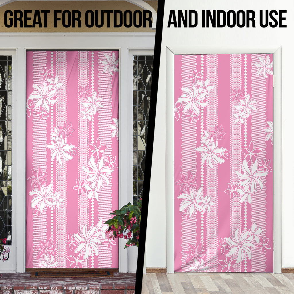 Hawaii Kakau Tribal Door Cover With Pink Tiare LT05 - Polynesian Pride