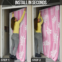 Hawaii Kakau Tribal Door Cover With Pink Tiare LT05 - Polynesian Pride