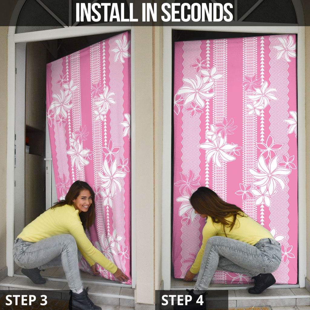 Hawaii Kakau Tribal Door Cover With Pink Tiare LT05 - Polynesian Pride